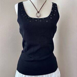 dressbarn Black Sequin Scoop Tank